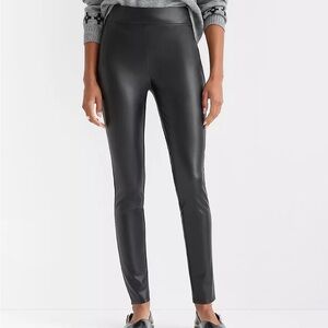 LOFT Faux Leather Brushed Lining Leggings Black | Size M Edgy Moto Grunge Goth
